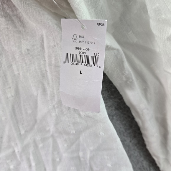 Old Navy Women Blouse L White Button Round Neck Front - Picture 4 of 9